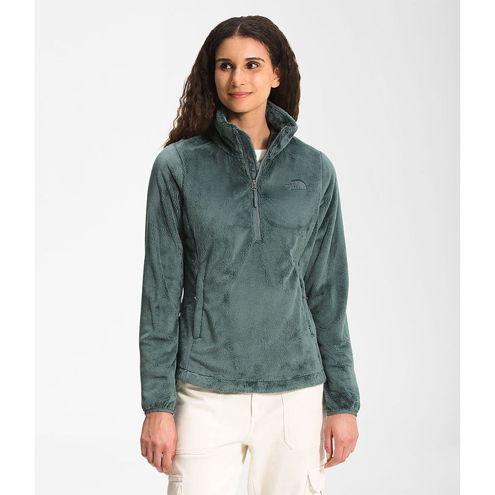 The North Face Pullover Womens Australia - The North Face Osito ¼ Zip Green Snow (WMG-574903)